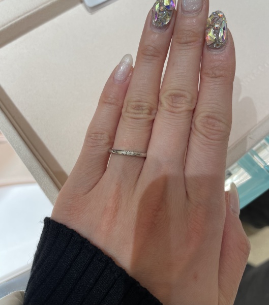 TIFFANY&Co. プラチナ ダイヤモンド 3石 ウェディングバンドリング