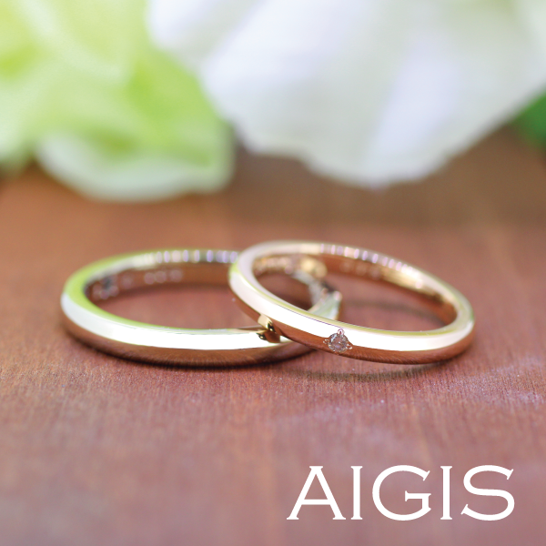 ヒマワリの合わせ刻印の手作り結婚指輪 結婚指輪 Aigis 旧 Jewel Hama ジュエルはま Ringraph リングラフ