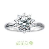 【宝寿堂(ほうじゅどう)】【宝寿堂】太陽の様に輝くヘイロータイプのエンゲージリングです。《HD02885》 ｜宝寿堂(ほうじゅどう)の結婚指輪