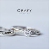 【CRAFY(クラフィ)】【ふたりで手作り】シャープなラインで揃えた結婚指輪&婚約指輪セットリング 