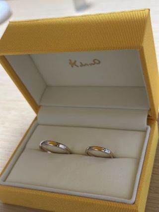 【ケイウノ ブライダル(K.UNO BRIDAL)の口コミ】 シンプルな指輪にミンサー柄をお互いの指輪に入れてもらい、ふたつ合わせ…