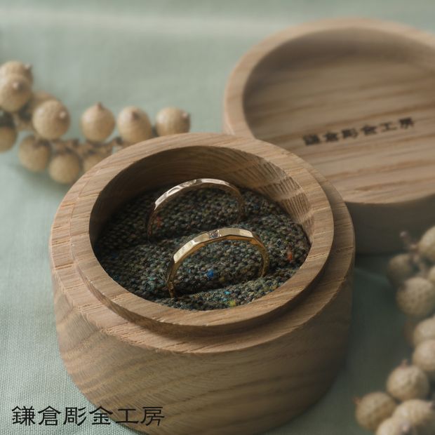 【鎌倉彫金工房】【ふたりでつくる結婚指輪】メンズK18YG&レディースK18PG(クリア仕上げ)