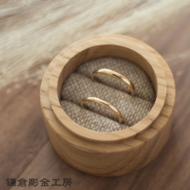 【鎌倉彫金工房】【ふたりでつくる結婚指輪】メンズK18YG&レディースK18YG(クリア仕上げ)