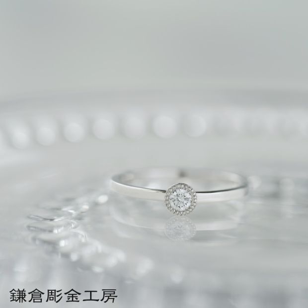 【鎌倉彫金工房】【想いを込める婚約指輪】ダイヤ・Pt900(プラチナ)・クリア仕上げ