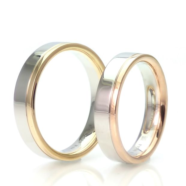 【TANZO.(鍛造指輪)】平打ストレート/コンビデザイン