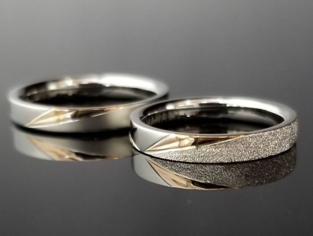 【TANZO.(鍛造指輪)】ピンクゴールドと特殊加工で煌めきある結婚指輪