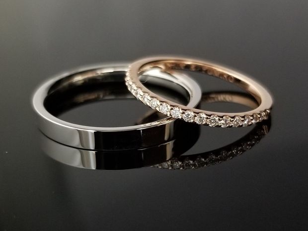 【TANZO.(鍛造指輪)】平打ちとハーフエタニティーが素敵な結婚指輪
