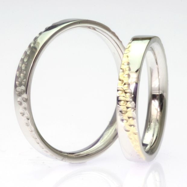 【TANZO.(鍛造指輪)】平打ストレート＆槌目デザイン入り