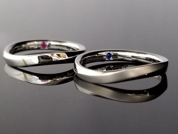 【TANZO.(鍛造指輪)】Ｓ字、面取りマット加工のオーダーメイド結婚指輪