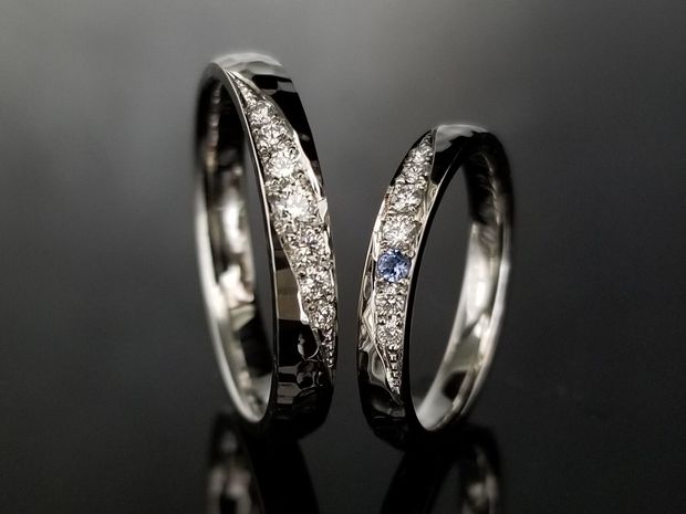 【TANZO.(鍛造指輪)】グレードの高いダイヤモンドと重厚なプラチナデザインの結婚指輪