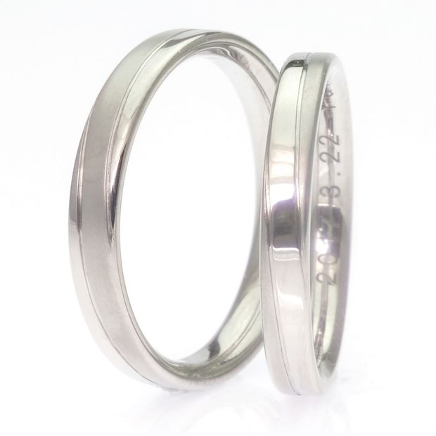 【TANZO.(鍛造指輪)】平打ストレート/カド丸仕上げ/ライン＆マット