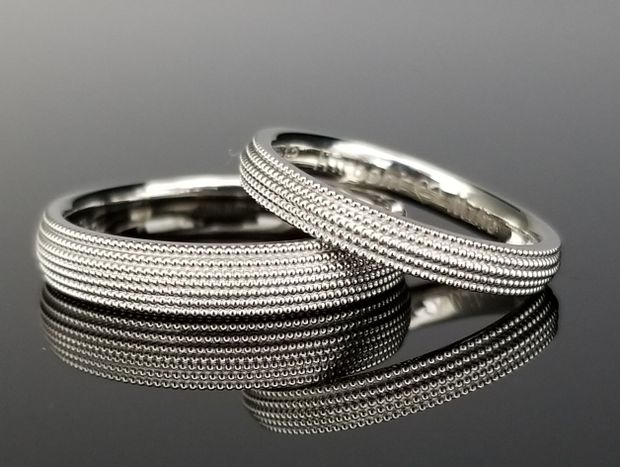 【TANZO.(鍛造指輪)】全面ミル打ちアンティークデザインの結婚指輪