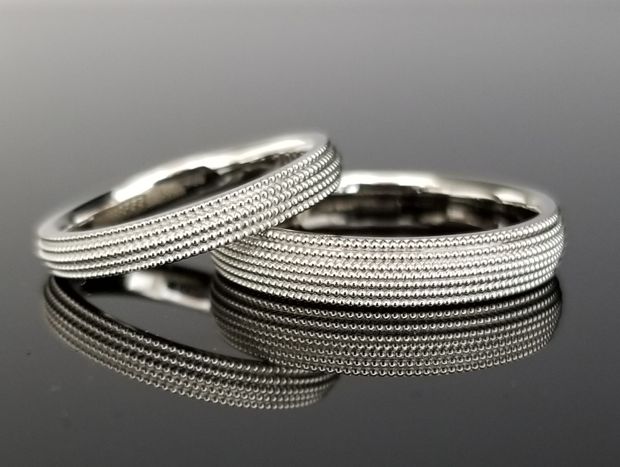 【TANZO.(鍛造指輪)】全面ミル打ちアンティークデザインの結婚指輪