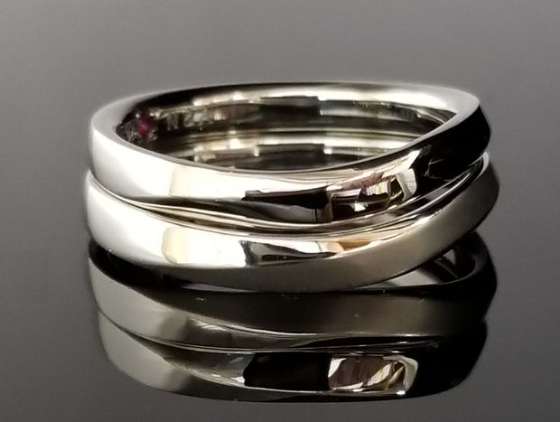 【TANZO.(鍛造指輪)】Ｓ字、面取りマット加工のオーダーメイド結婚指輪