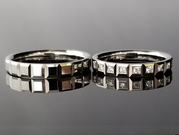 【TANZO.(鍛造指輪)】立体モチーフご結婚指輪