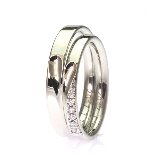 【TANZO.(鍛造指輪)】平甲丸ストレート/ハートモチーフ