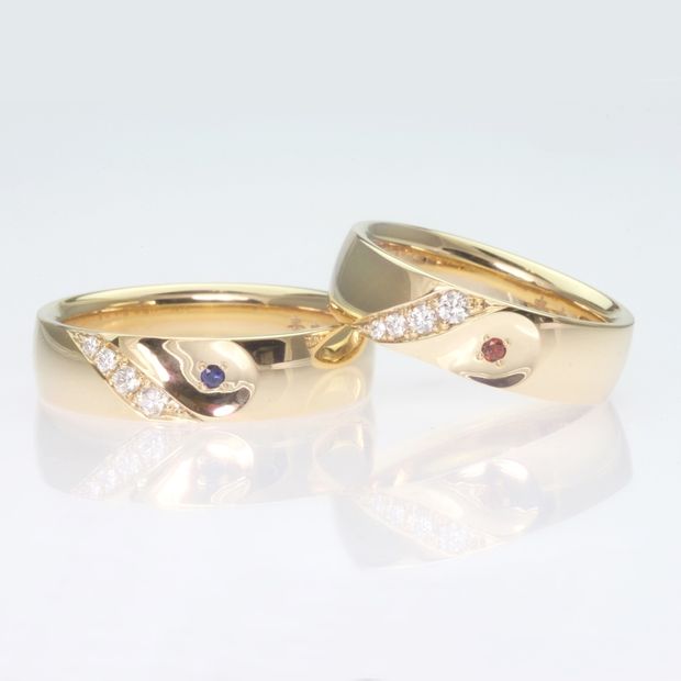 【TANZO.(鍛造指輪)】平甲丸ストレート/ハートモチーフ