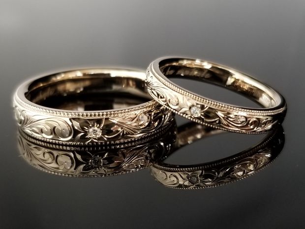 【TANZO.(鍛造指輪)】コーラルゴールドでオーダーメイドした結婚指輪