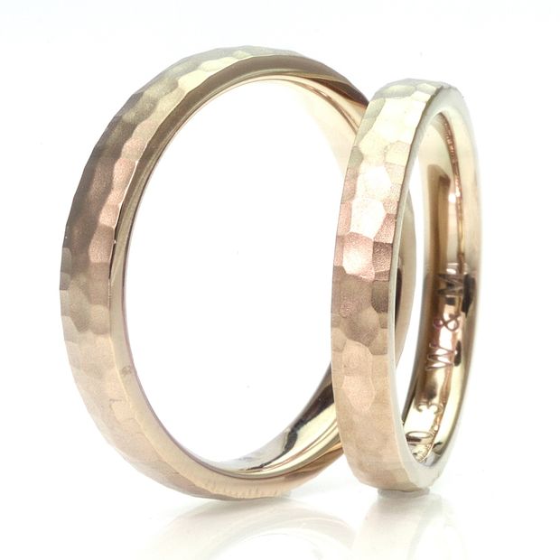 【TANZO.(鍛造指輪)】平甲丸ストレート/槌目デザイン