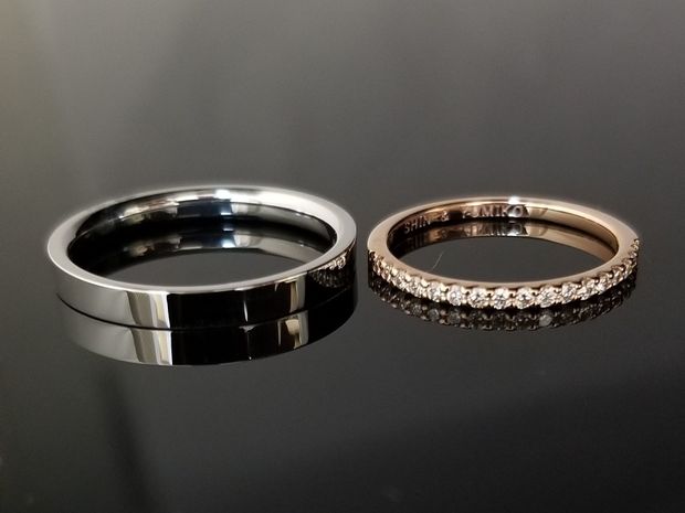 【TANZO.(鍛造指輪)】平打ちとハーフエタニティーが素敵な結婚指輪