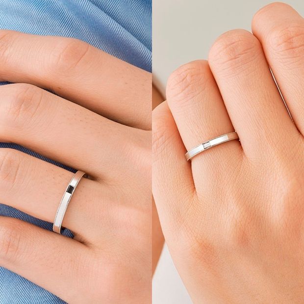 【ORECCHIO(オレッキオ)】＜safari～サファリ＞FM-2215/FM-2216上下のミル打ち&times;四角いダイヤでシンプルだけどスタイリッシュな指輪