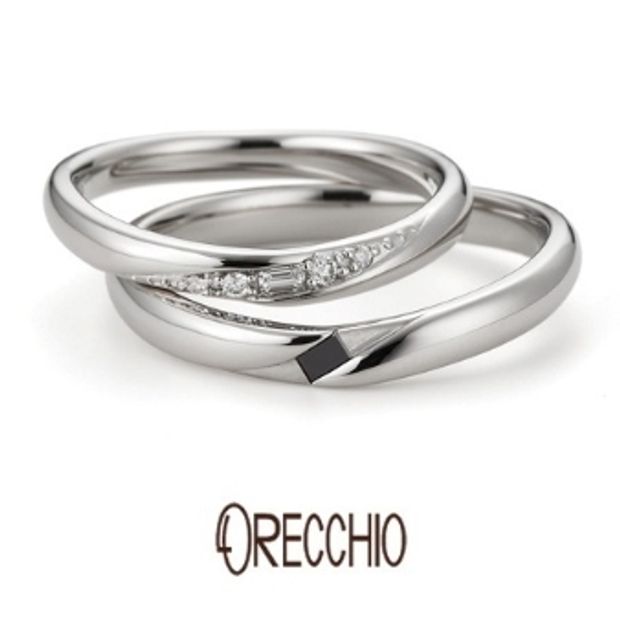【ORECCHIO(オレッキオ)】スイートマジョラム～バゲットカットダイヤの輝き曲線を描くフォルムが美しい結婚指輪