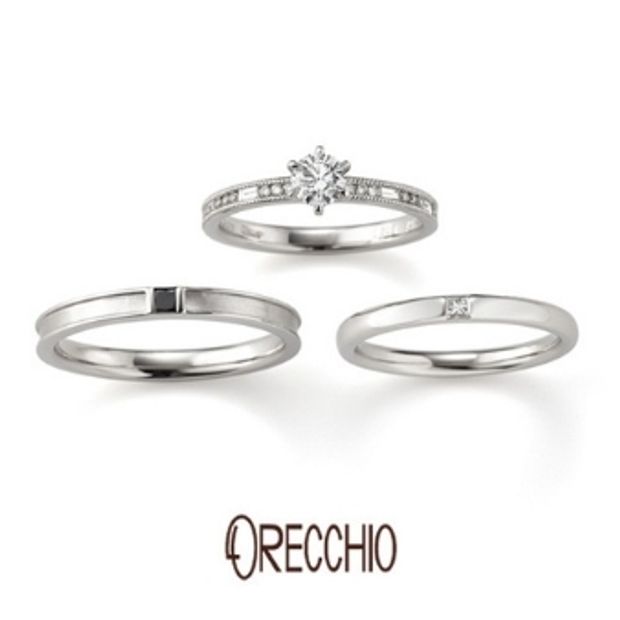 【ORECCHIO(オレッキオ)】グラッツィア～シンプルなデザインにプリンセスカットのダイヤが美しい結婚指輪