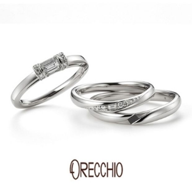 【ORECCHIO(オレッキオ)】スイートマジョラム～バゲットカットダイヤの輝き曲線を描くフォルムが美しい結婚指輪