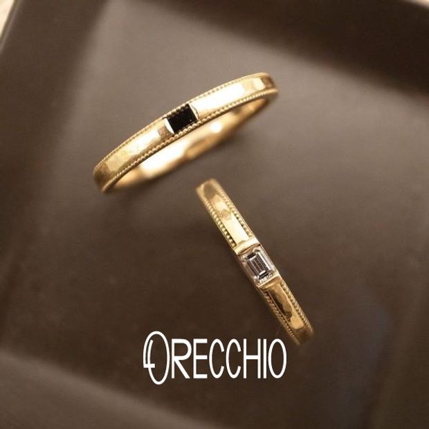 【ORECCHIO(オレッキオ)】ドルチェ ～エメラルドカットダイヤを使用したアンティーク風デザインの結婚指輪