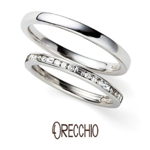 【ORECCHIO(オレッキオ)】＜siena～シエナ＞SM-2111/PM-2401　四角いダイア&times;丸いダイアをセッティングしたエタニティタイプの結婚指