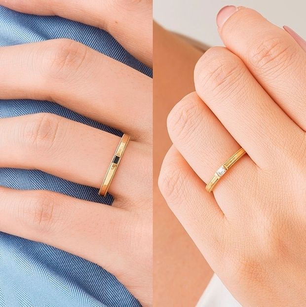 【ORECCHIO(オレッキオ)】ドルチェ ～エメラルドカットダイヤを使用したアンティーク風デザインの結婚指輪