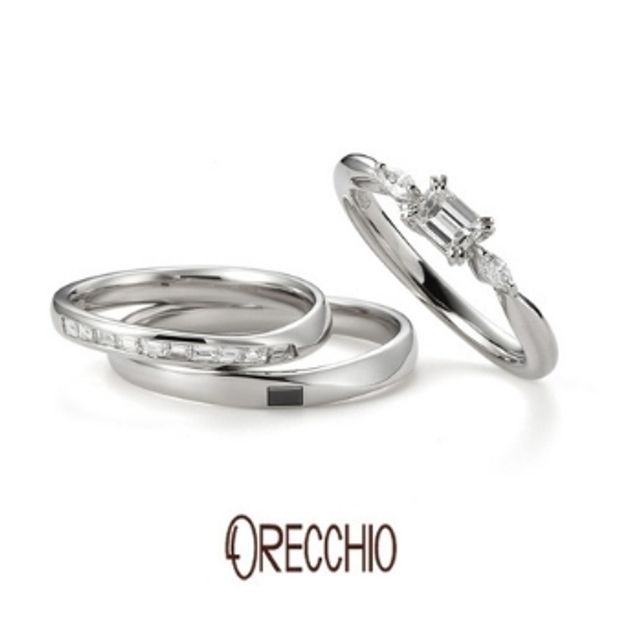 【ORECCHIO(オレッキオ)】ジャスミン～バゲットカットダイヤのシャープさと緩やかなカーブのデザインがおしゃれ