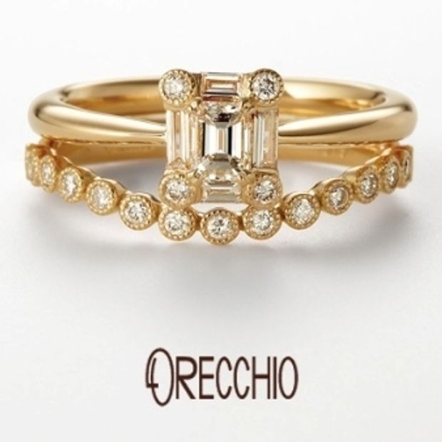 【ORECCHIO(オレッキオ)】＜siena～シエナ＞SM-1118/SM-1119　ダイヤモンドを包み込むミル打ちと緩やかなカーブが愛らしい結婚指輪