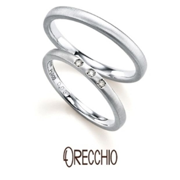 【ORECCHIO(オレッキオ)】＜pipi～ピピ＞PM-2401/PM-2408　さりげなく光る3粒のダイヤモンドがシンプルでキュートな結婚指輪