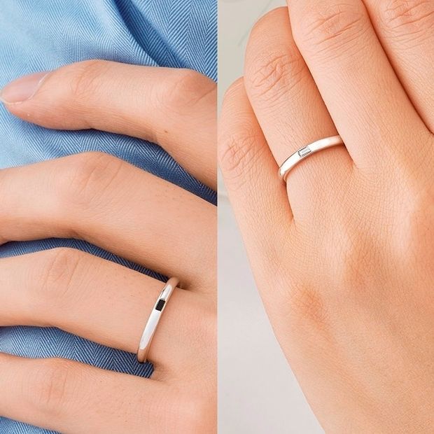 【ORECCHIO(オレッキオ)】＜aman～アマン＞AM-2309/AM2310 細身でマットなアームにバゲットカットダイヤがアクセントの結婚指輪