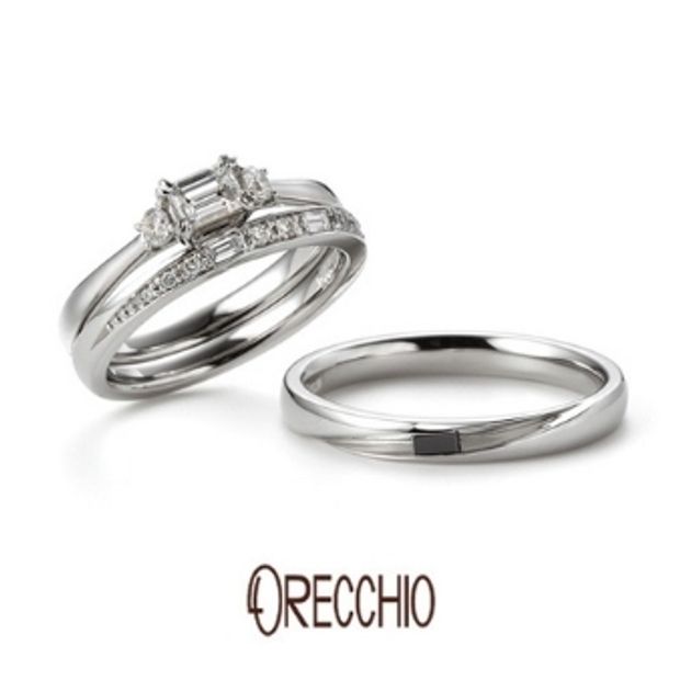 【ORECCHIO(オレッキオ)】タイム～輝きが違うバゲットカットとラウンドカットダイヤが交互に配置された結婚指輪