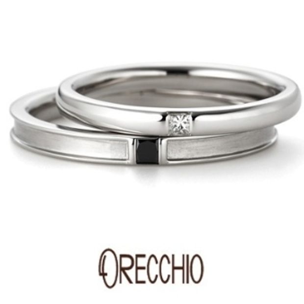 【ORECCHIO(オレッキオ)】グラッツィア～シンプルなデザインにプリンセスカットのダイヤが美しい結婚指輪