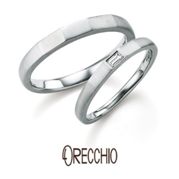 【ORECCHIO(オレッキオ)】＜safari～サファリ＞FM-2203/FM-2204 ほどよく角を持たせたアームにバゲットカットダイヤでアクセントを