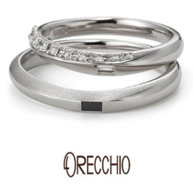 【ORECCHIO(オレッキオ)】サンダルウッド～緩やかな曲線にダイヤモンドや仕上げでアクセントを付けた結婚指輪