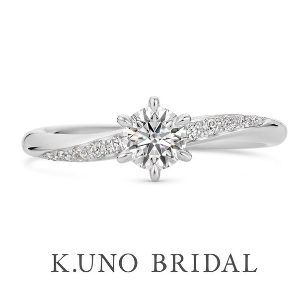 【ケイウノ ブライダル(K.UNO BRIDAL)】【パーチェ】10ピースのメレダイヤモンドをあしらったエンゲージリング