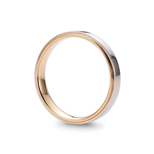 【ケイウノ ブライダル(K.UNO BRIDAL)】【月日(平打ちタイプ)】シンプルなリングの内側をイエローとピンクに