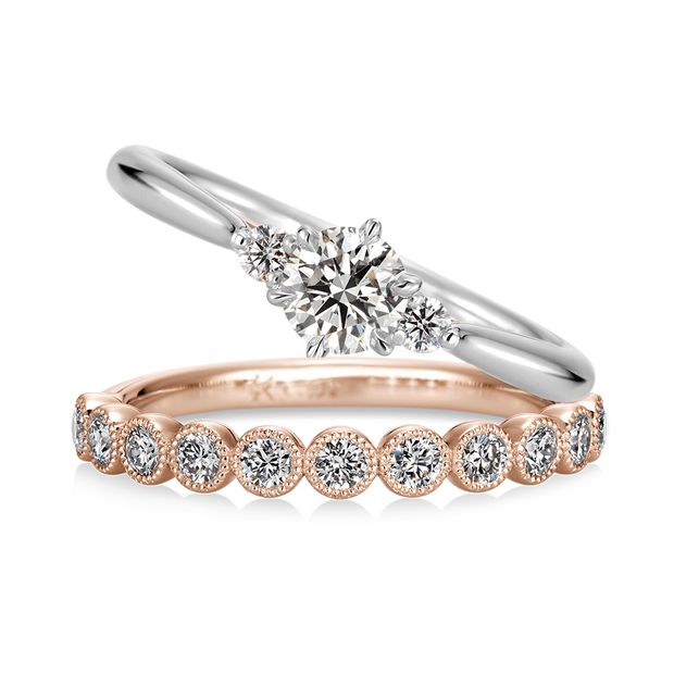 【ケイウノ ブライダル(K.UNO BRIDAL)】【リボン】側面にリボンをさりげなくあしらった婚約指輪