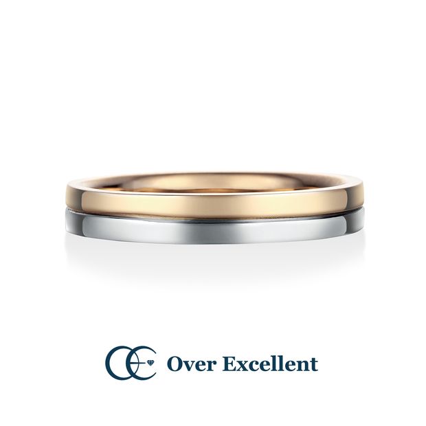 【Over Excellent(オーバーエクセレント)】【Harmony ハーモニー -ふたりの和音-】ゴールドとプラチナのコンビネーションがモダンな印象。シャープなラインが素材をぐっと引き立てて。