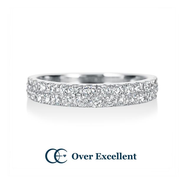 【Over Excellent(オーバーエクセレント)】【Eternity　～ハーフエタニティリング～】　２列にセッティングされたダイヤモンドが、指元に華やかな輝きをもたらし、シンプルながらも洗練された輝きを纏うエレガントなデザイン。
