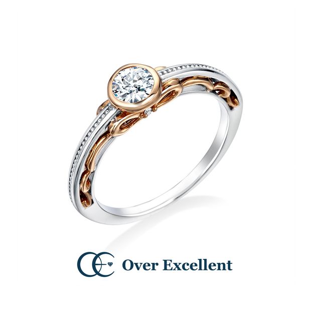 【Over Excellent(オーバーエクセレント)】【Garden Ribbon -ガーデン・リボン-】絆を象徴するリボンモチーフが印象的な大人可愛い婚約指輪。細やかな職人の技。