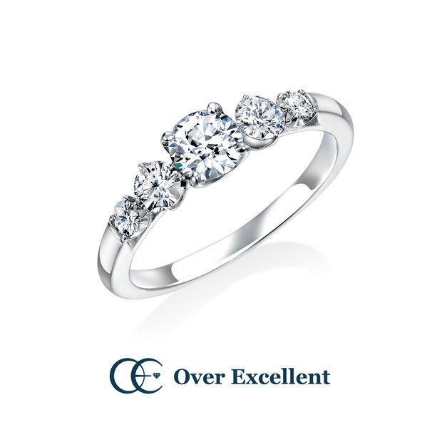 【Over Excellent(オーバーエクセレント)】【Calceolaria カルセオラリア -私の伴侶に-】4本爪スタイルでモダンなスタイルに、瑞々しく輝くメレダイヤモンドをセッティング。