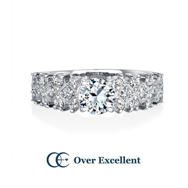 【Over Excellent(オーバーエクセレント)】【Larkspur　ラークスパー　‐自 由‐】　ダイヤモンドを石畳のようにセッティングし華やかで洗練された印象のリング。