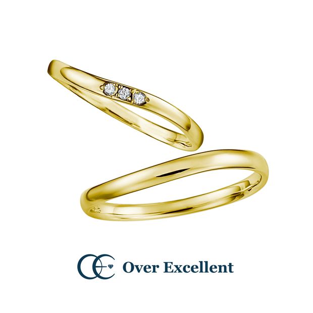 【Over Excellent(オーバーエクセレント)】【Exacum affine エキザカム -あなたを愛します-】大切な人への贈り物にぴったりの花言葉のエキザカム。流れるようなシルエットは、指になじむ着け心地です。K18イエローゴールド。