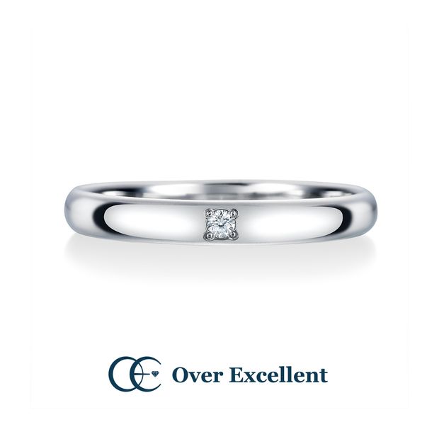 【Over Excellent(オーバーエクセレント)】【Nicotiana　ニコチアナ　～あなたがいれば～】　王道の甲丸フォルムのデザイン。上品な輝きのダイヤモンド入りマッリジリング。