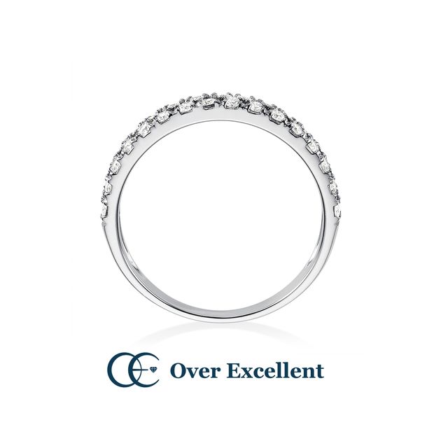 【Over Excellent(オーバーエクセレント)】【Eternity　～ハーフエタニティリング～】　２列にセッティングされたダイヤモンドが、指元に華やかな輝きをもたらし、シンプルながらも洗練された輝きを纏うエレガントなデザイン。